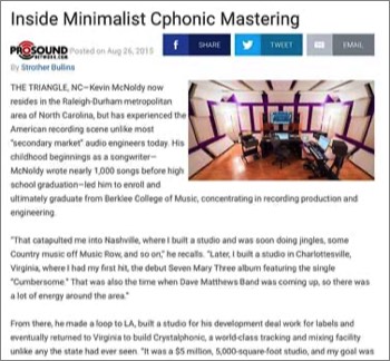 Pro Sound Network Cphonic Mastering article 2015